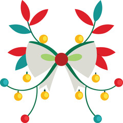 A bow made of a garland of Christmas lights on white background

