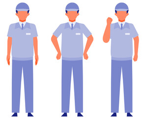 Working man. Concept for Problem Solving. Man cartoon character. People face profiles avatars and icons. Close up image of Problem Solving man.