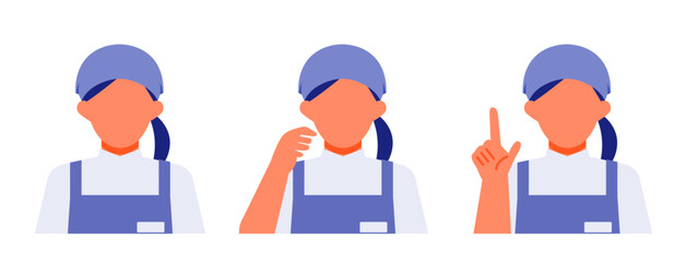 Fototapeta premium Working Woman. Concept for Problem Solving. Woman cartoon character. People face profiles avatars and icons. Close up image of Problem Solving Woman.