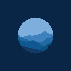 nature landscape panorama in circle illustration vector