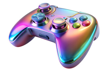 Gaming Technology: Holographic Gaming Controller with Glowing Buttons on Glossy White Surface - Advanced Gaming Design Concept with Copy Space