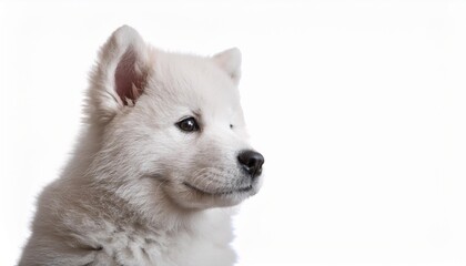 北海道犬の子犬のポートレート（Hokkaido inu puppy portrait on white background）
