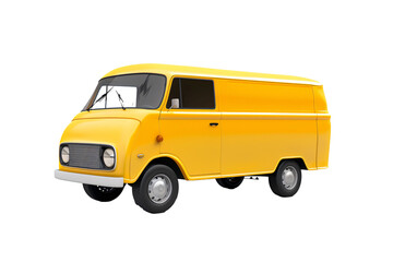 a yellow van with black wheels