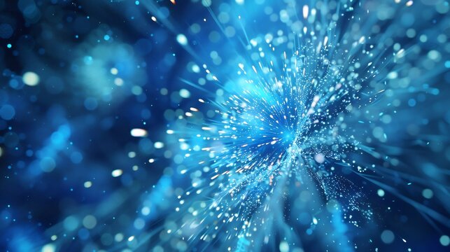 Abstract Blue Background with Glowing Particles and Lines
