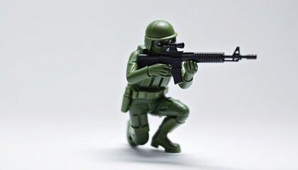 Full Body Green Toy Soldier Aiming with a Rifle