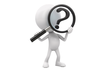 a cartoon character holding a magnifying glass over his head
