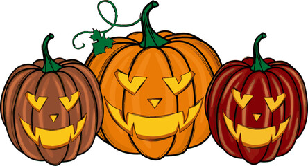 Halloween Pumpkins Illustration Set. Spooky Abstract Poster Design. Mysterious Flat Style Ghost Icon. Halloween Decoration Symbol