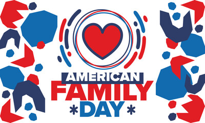 American Family Day. Celebrated annual in August. Happy holiday in United States. Patriotic design. Poster, greeting card, banner and background. Vector illustration