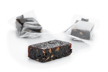 Energy bites made from dried fruits prunes or apricots with honey and nuts