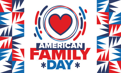 American Family Day. Celebrated annual in August. Happy holiday in United States. Patriotic design. Poster, greeting card, banner and background. Vector illustration