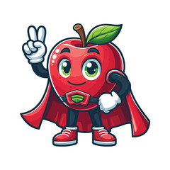mascot Superhero apple design waving hand with cloak costume vector