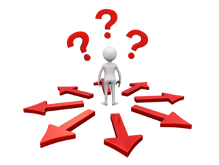 a cartoon character standing in a circle with many arrows around it