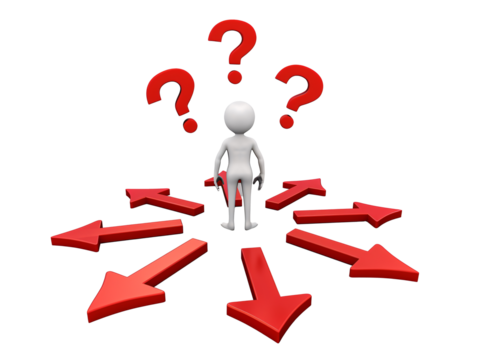 a cartoon character standing in a circle with many arrows around it