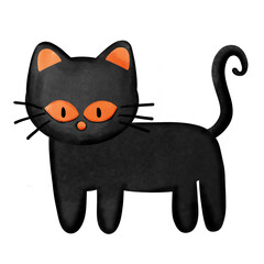 Cute Halloween cat theme, watercolor style, hand painting, no AI 