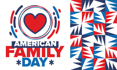 American Family Day. Celebrated annual in August. Happy holiday in United States. Patriotic design. Poster, greeting card, banner and background. Vector illustration