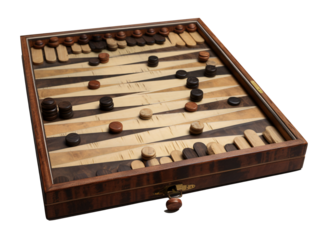 a game board with wooden pieces