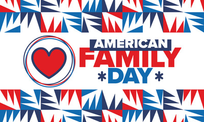 American Family Day. Celebrated annual in August. Happy holiday in United States. Patriotic design. Poster, greeting card, banner and background. Vector illustration