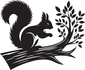 Vector illustration of Squirrel Silhouette isolated on white background