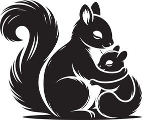 Vector illustration of Squirrel Silhouette isolated on white background