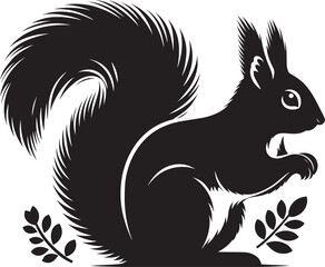 Vector illustration of Squirrel Silhouette isolated on white background