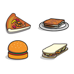 food icons abaut pizza, burger, sandwich