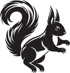 Vector illustration of Squirrel Silhouette isolated on white background