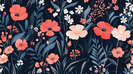 Blooming floral meadow seamless pattern. Plant background for fashion  wallpapers  print.Trendy floral design 