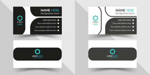 Creative and modern business card design with cyan and white and dark black color Clean and simple business card template Stylish black brow elegant business card design