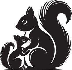 Vector illustration of Squirrel Silhouette isolated on white background
