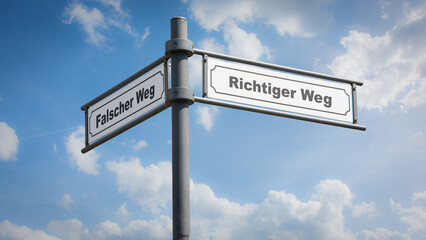 Signposts the direct way to right way versus wrong way