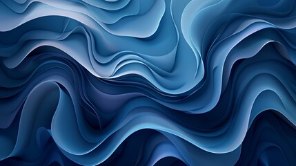 Obraz premium Abstract waves in varying shades of blue, creating a fluid and dynamic visual effect.