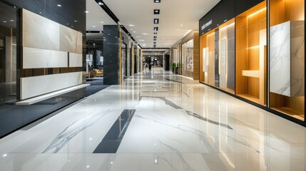 Modern Ceramic tiles Display in the Luxury Shopping Mall. Shopping Mall sell ceramic materials tile.