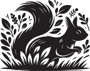 Vector illustration of Squirrel Silhouette isolated on white background