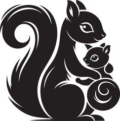 Vector illustration of Squirrel Silhouette isolated on white background