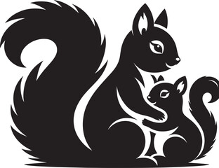 Vector illustration of Squirrel Silhouette isolated on white background