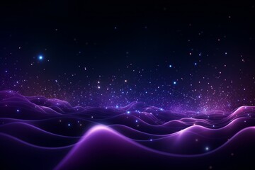 Obraz premium Particles Waves Abstract Wallpaper, Digital purple particles wave and light abstract background, Glowing Particles Light Background, futuristic particles wave background, AI Generative