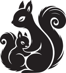 Vector illustration of Squirrel Silhouette isolated on white background