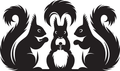 Vector illustration of Squirrel Silhouette isolated on white background