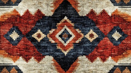 Rug seamless texture with abstract pattern  ethnic fabric  grunge background  boho style pattern  3d illustration