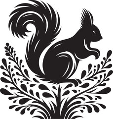 Vector illustration of Squirrel Silhouette isolated on white background