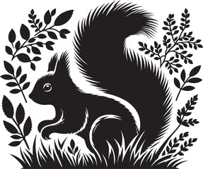 Vector illustration of Squirrel Silhouette isolated on white background