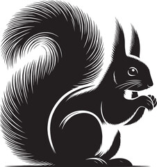 Vector illustration of Squirrel Silhouette isolated on white background
