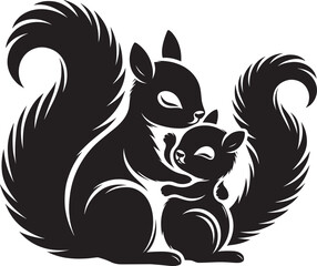 Vector illustration of Squirrel Silhouette isolated on white background
