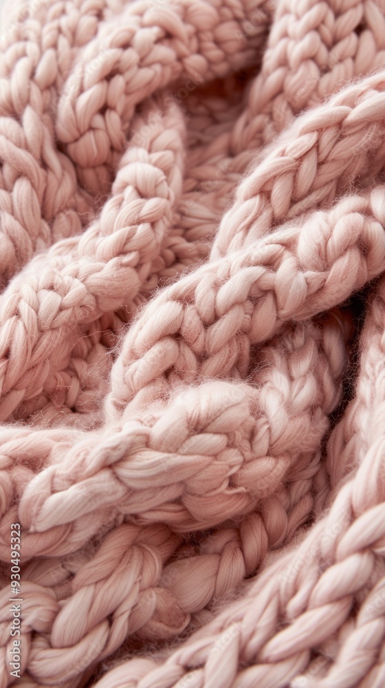 Poster The soft pink shawl features an intricate weave and texture, inviting a sense of warmth and comfort in a cozy environment