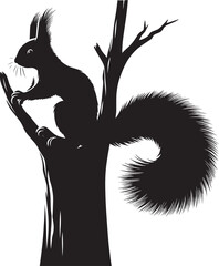 Vector illustration of Squirrel Silhouette isolated on white background