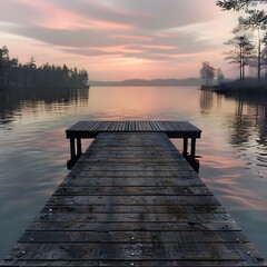 Wooden Dock at Sunset