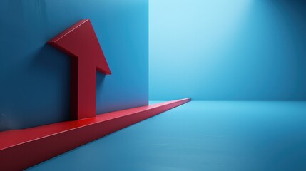 A red arrow cutting through a blue background, symbolizing direction or movement