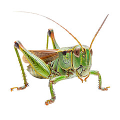 Fototapeta premium Green Grasshopper isolated on transparent background cutout PNG