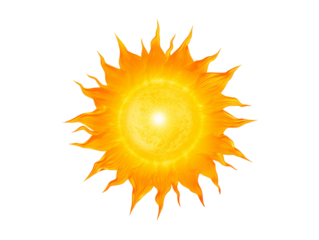 a yellow sun with bright rays