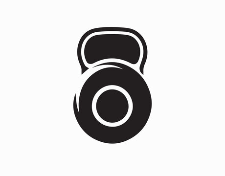 a bold vector logo featuring the outline of a dumbbell.
